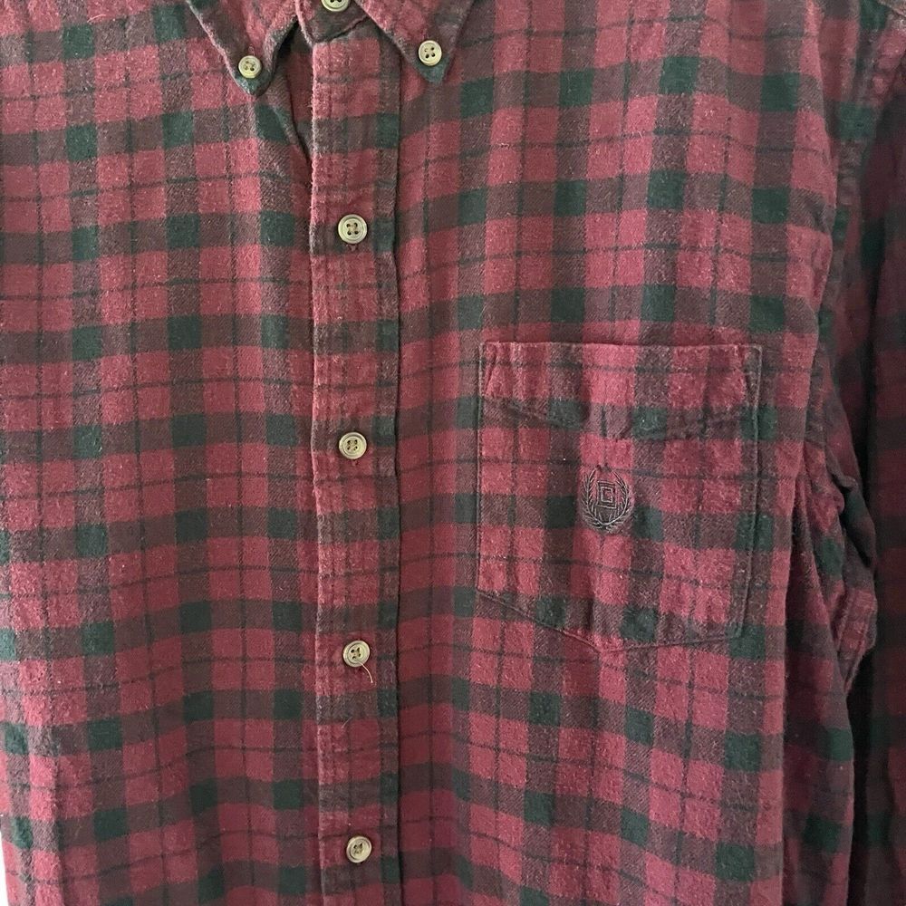 Chaps Performance Flannel Button Down Shirt Mens M Long Sleeve Plaid Red - Picture 2 of 7